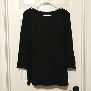 Time and Tru, black classic boatneck, semi-fitted 3/4 sleeve shirt. Size 20